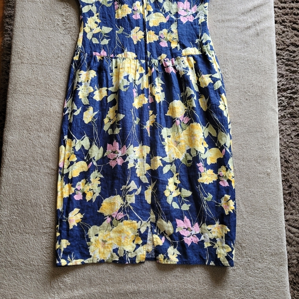 Maggy London by Jeannene Booher drop waist linen floral dress size 8 - Picture 8 of 14